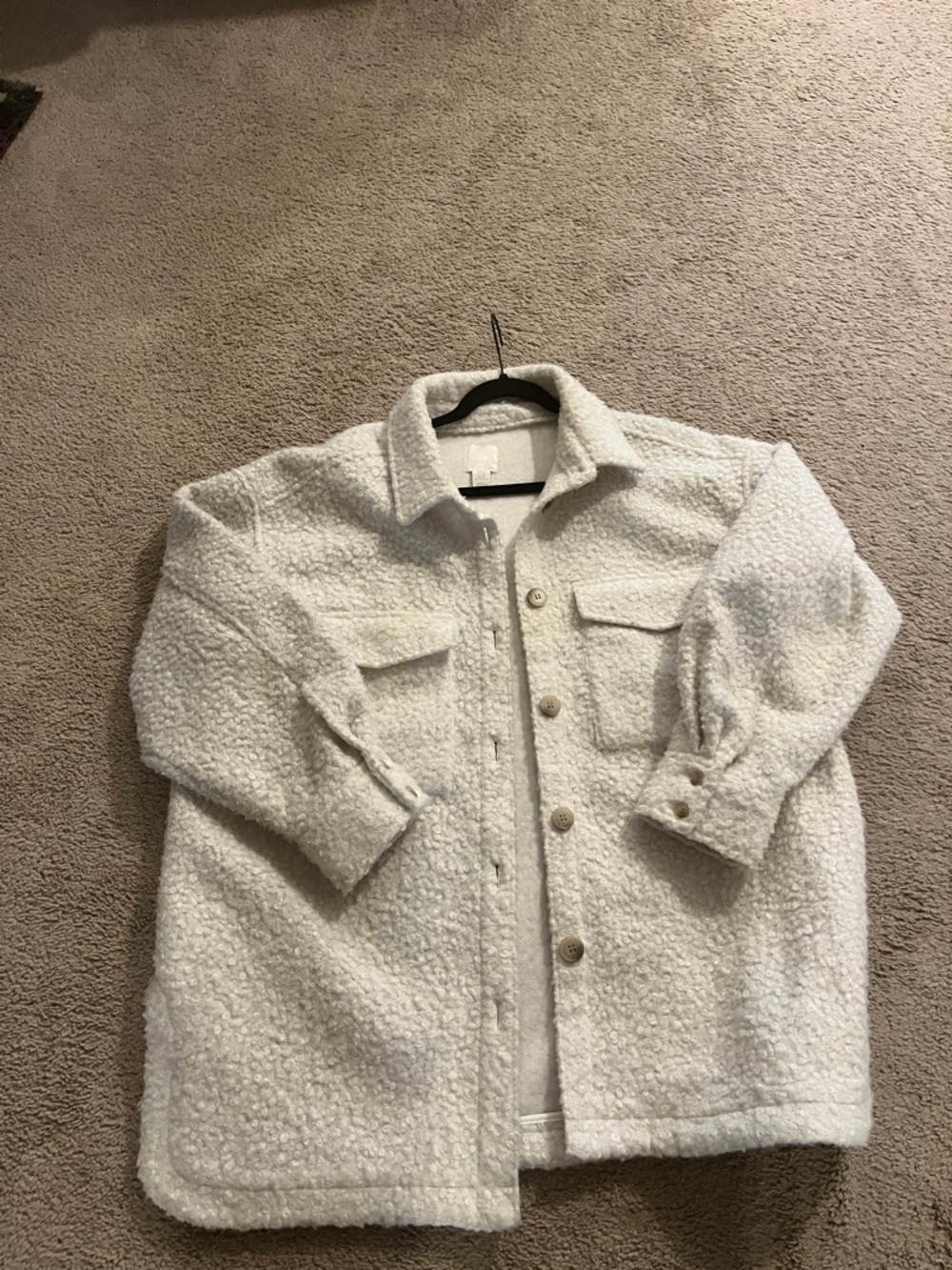 Cozy Ivory Sherpa Button-Up Jacket